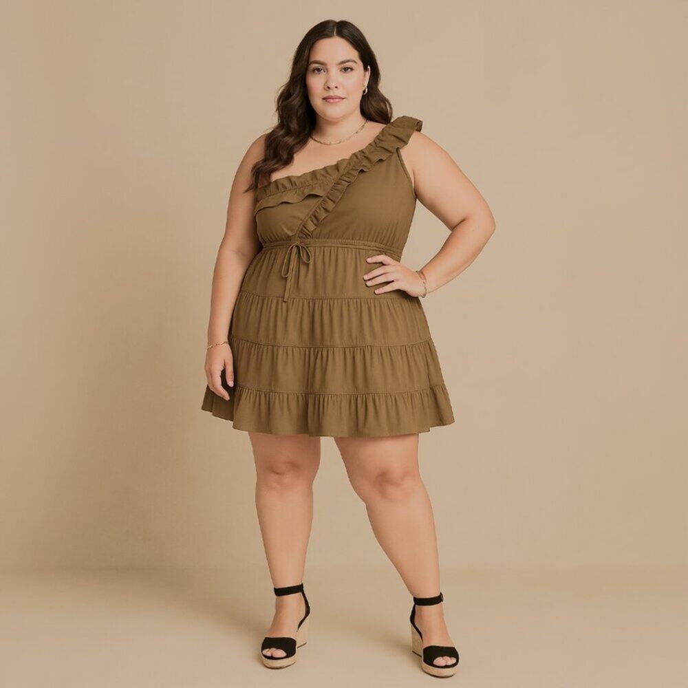 A040-B • Ruffle One-Shoulder Tiered Mini Dress